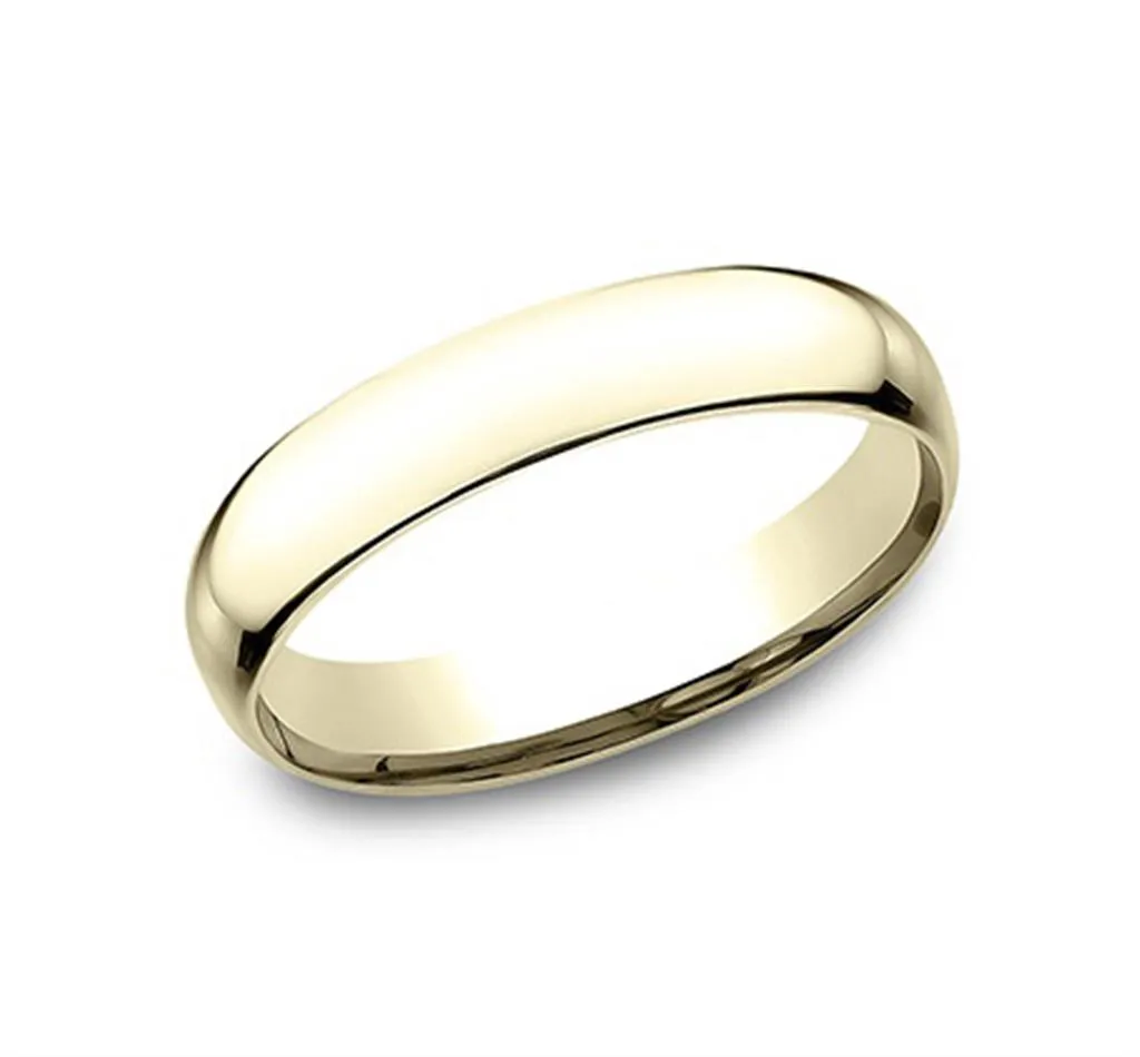 14K Yellow Gold 4mm Super Light Comfort Fit Wedding Band