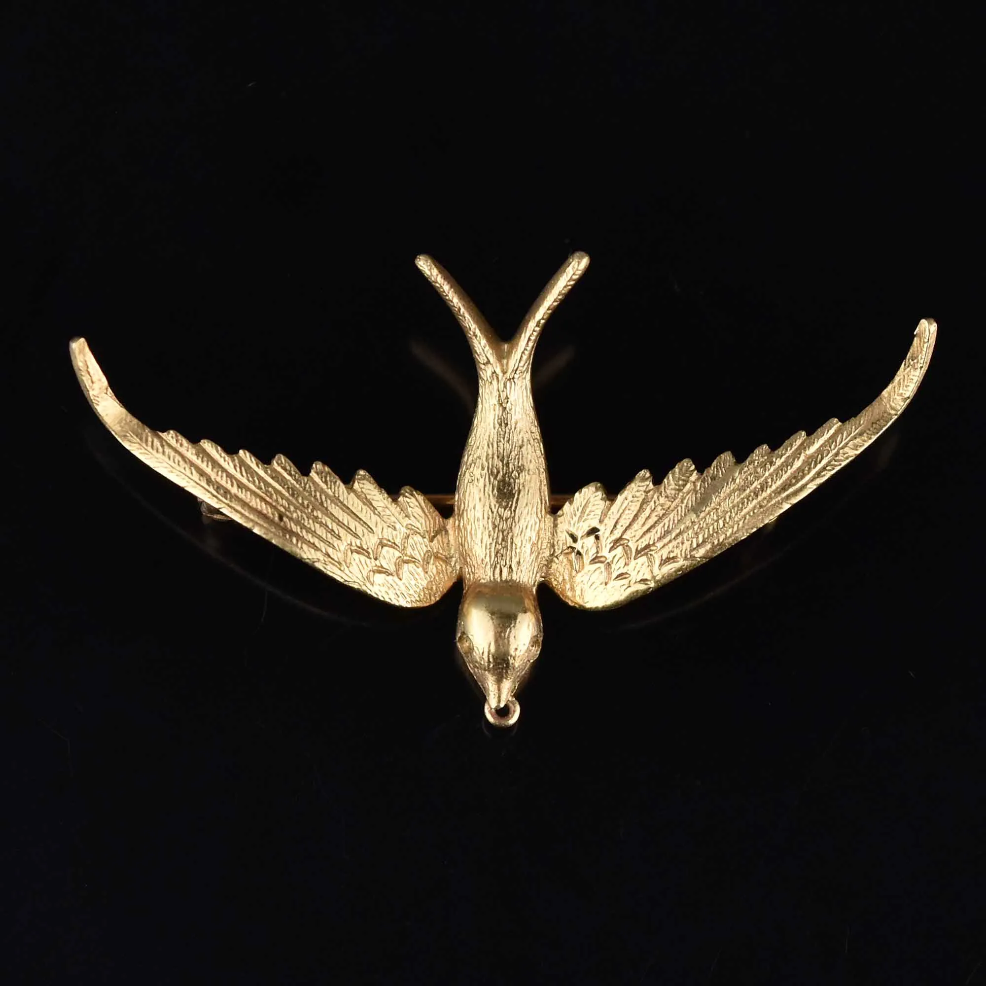 Antique 15K Gold Swallow Brooch Pin, 2 in ON HOLD