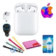 Apple AirPods with Charging Case (2nd Gen) Bundle with Velcro Cable Ties   USB Wall & Car Charger