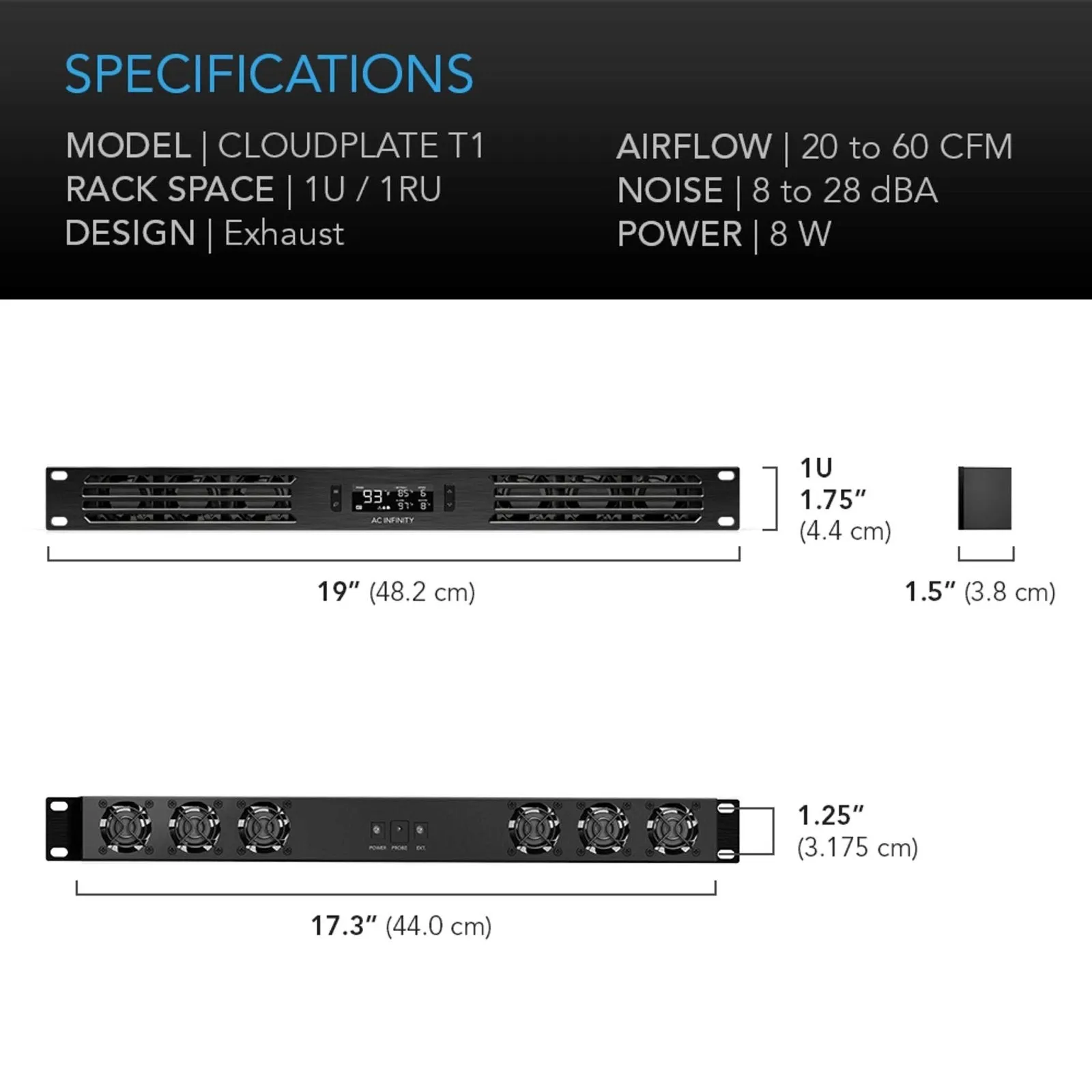 Cloudplate T1, Rack Cooling Fan System, 1U