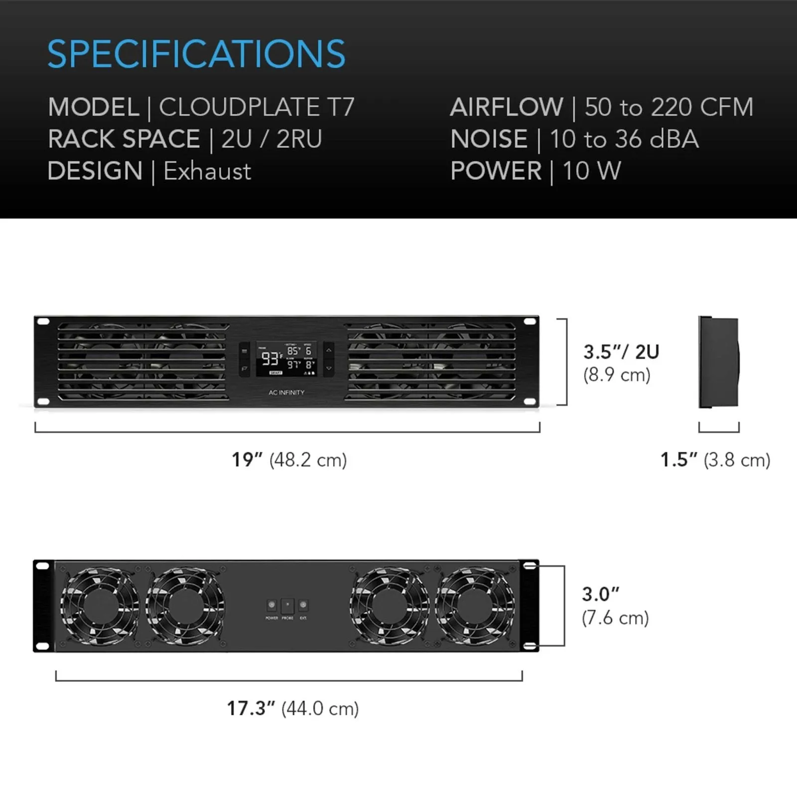 Cloudplate T7-N, Rack Cooling Fan System, 2U