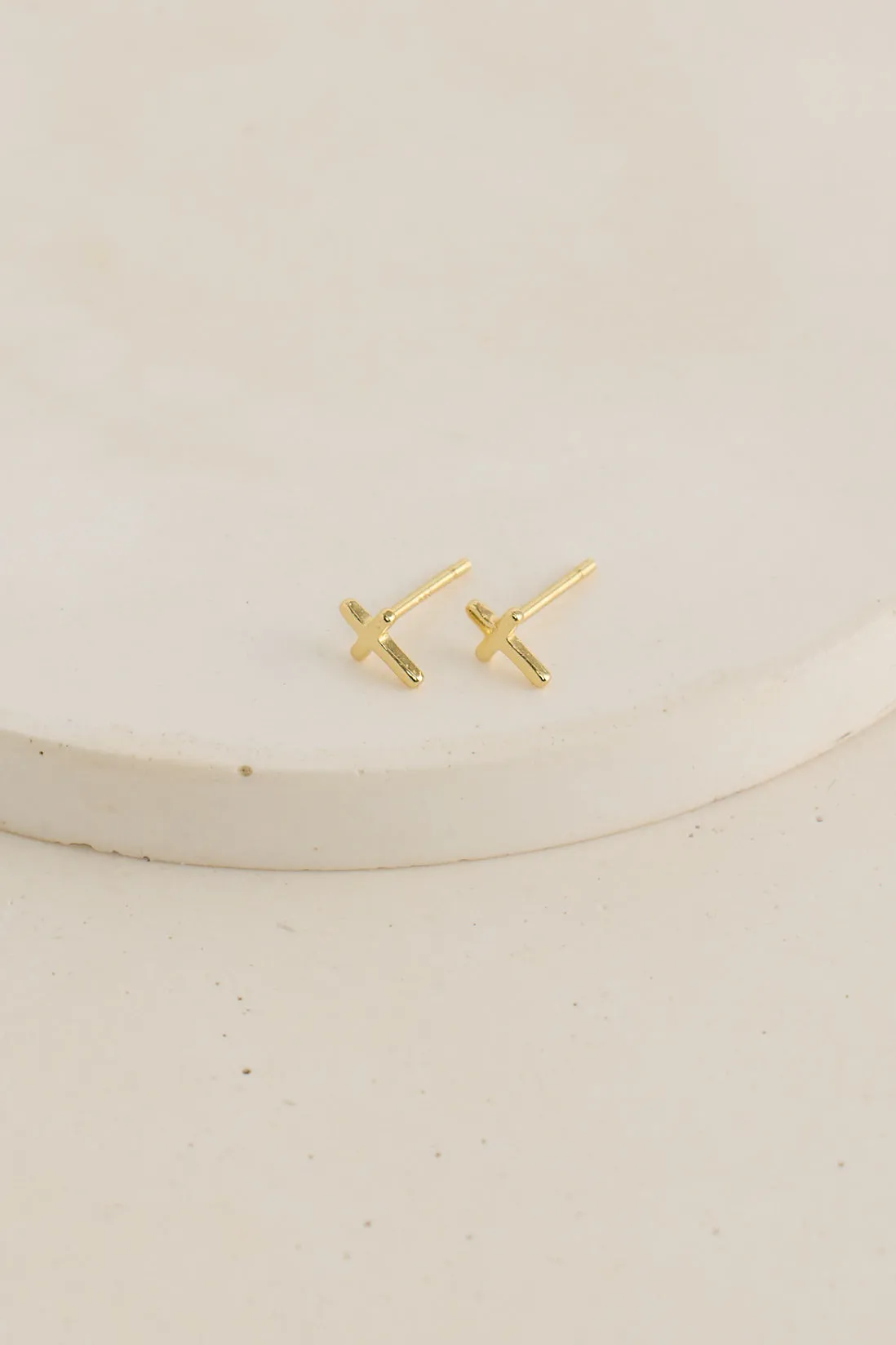 Cross Stud Earrings Gold