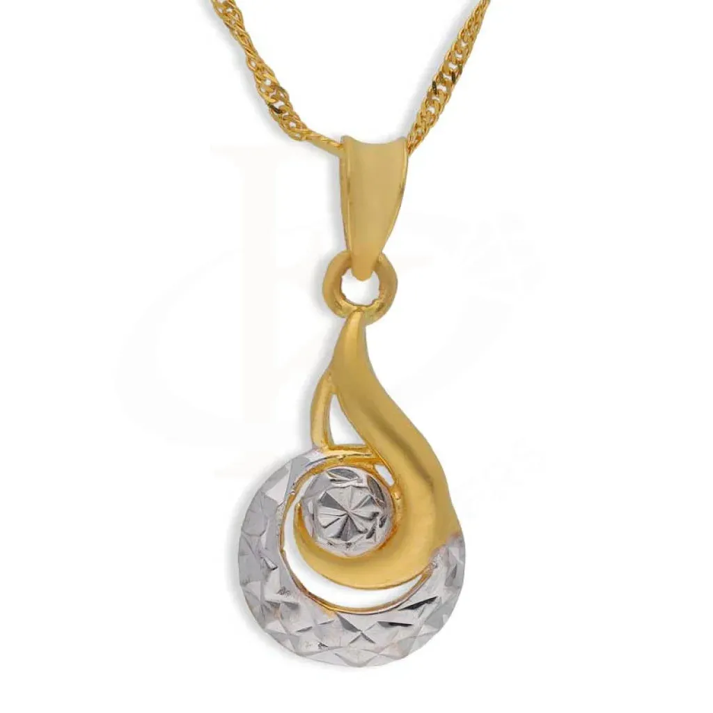 Dual Tone Gold Pendant Set (Necklace, Earrings and Ring) 22KT - FKJNKLST22K2399