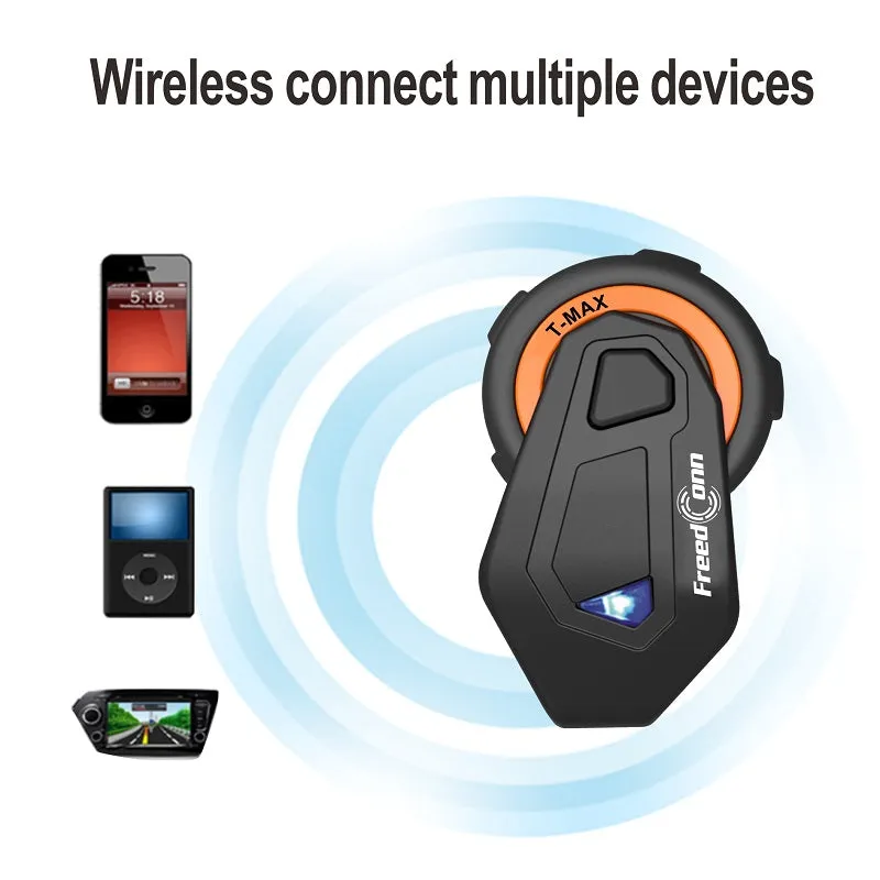 FreedConn Motocycle Helmet Waterproof and Wireless Bluetooth Headset TMAX-E /FM Radio/1000M Intercom/6 Riders Intercom/ Moto Biking & Skiiing/2 in 1 microphone;