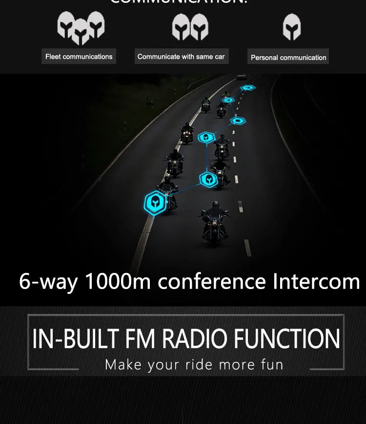 FreedConn Motocycle Helmet Waterproof Wireless Bluetooth Headset TMAX-S with L3 Remote Controller /1000M Intercom/6 Riders Connects/2 in 1 microphone/