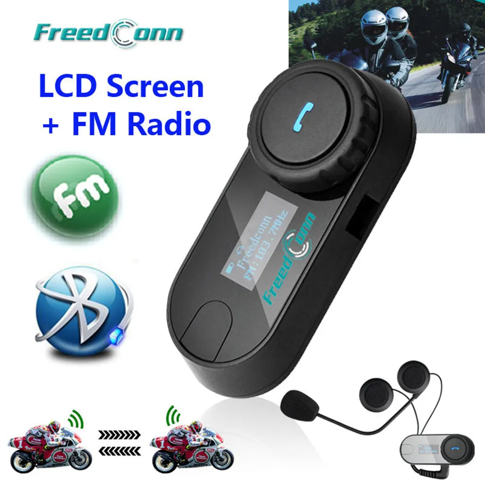 Freedconn New Motocycle Helmet Waterproof and Wireless Bluetooth, LCD Screen, TCOM-SC 800M Hands Free Headset