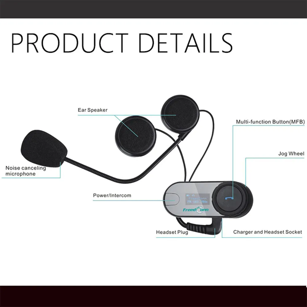 Freedconn New Motocycle Helmet Waterproof and Wireless Bluetooth, LCD Screen, TCOM-SC 800M Hands Free Headset