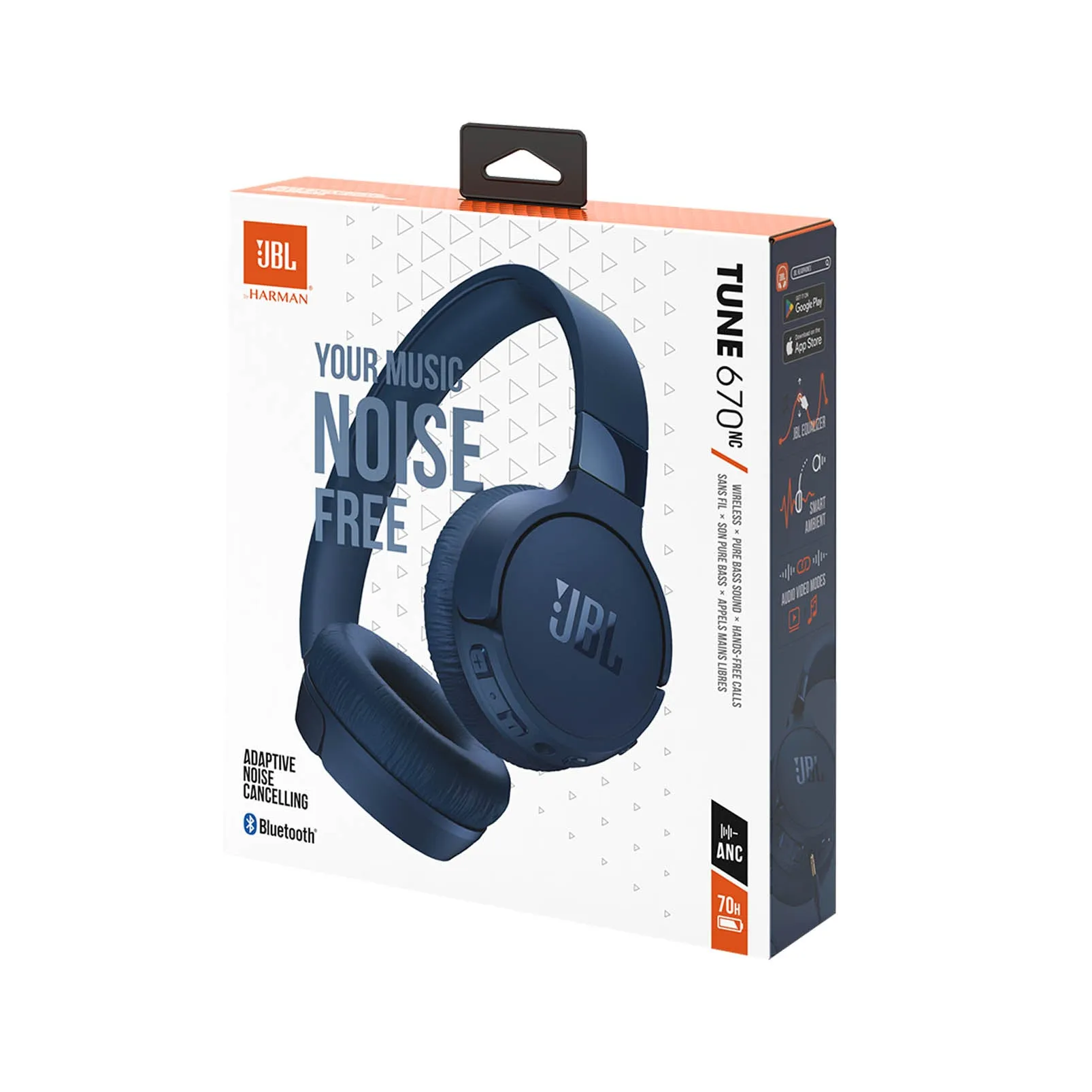 JBL Tune 670NC Wireless On-Ear Headphones - Blue