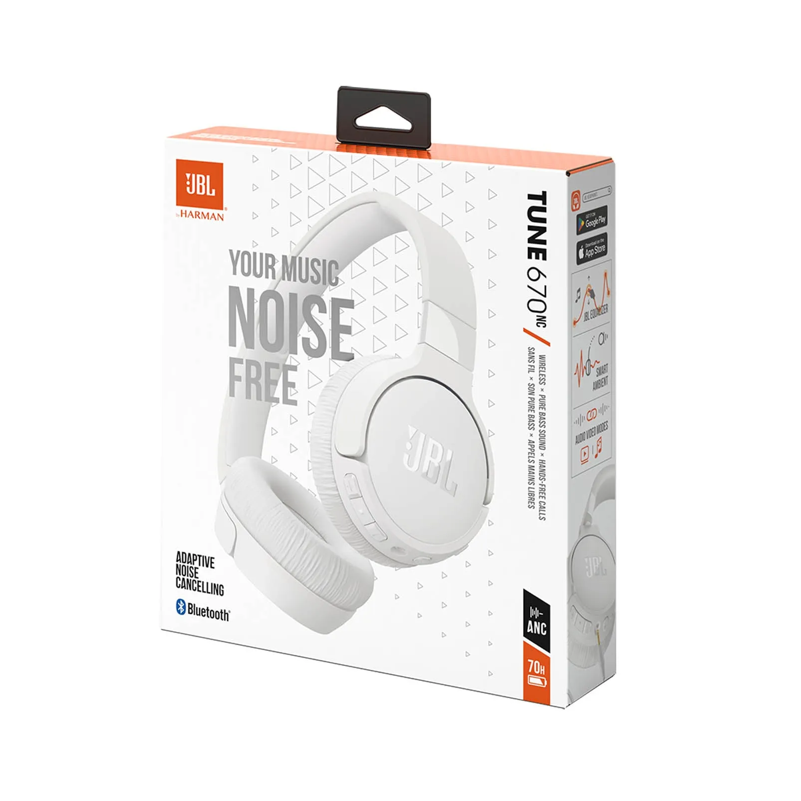 JBL Tune 670NC Wireless On-Ear Headphones - White