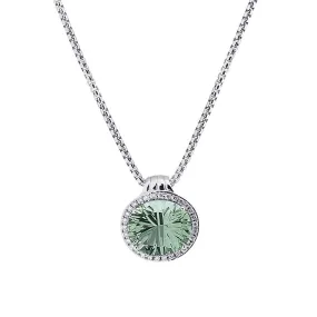 Lago Collection Prasiolite and Diamond Pendant