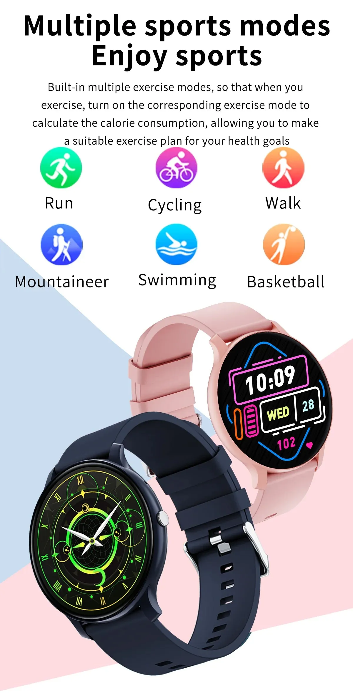 LAXASFIT New Smart Watch Heart Rate Sleep Health Monitor Bluetooth Talk IP68 Waterproof Sports Fashion Smart Watch Holiday Gift