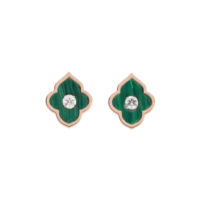 LUCE COLOUR - EARRINGS ROSE GOLD MALACHITE & 2 DIAMONDS S