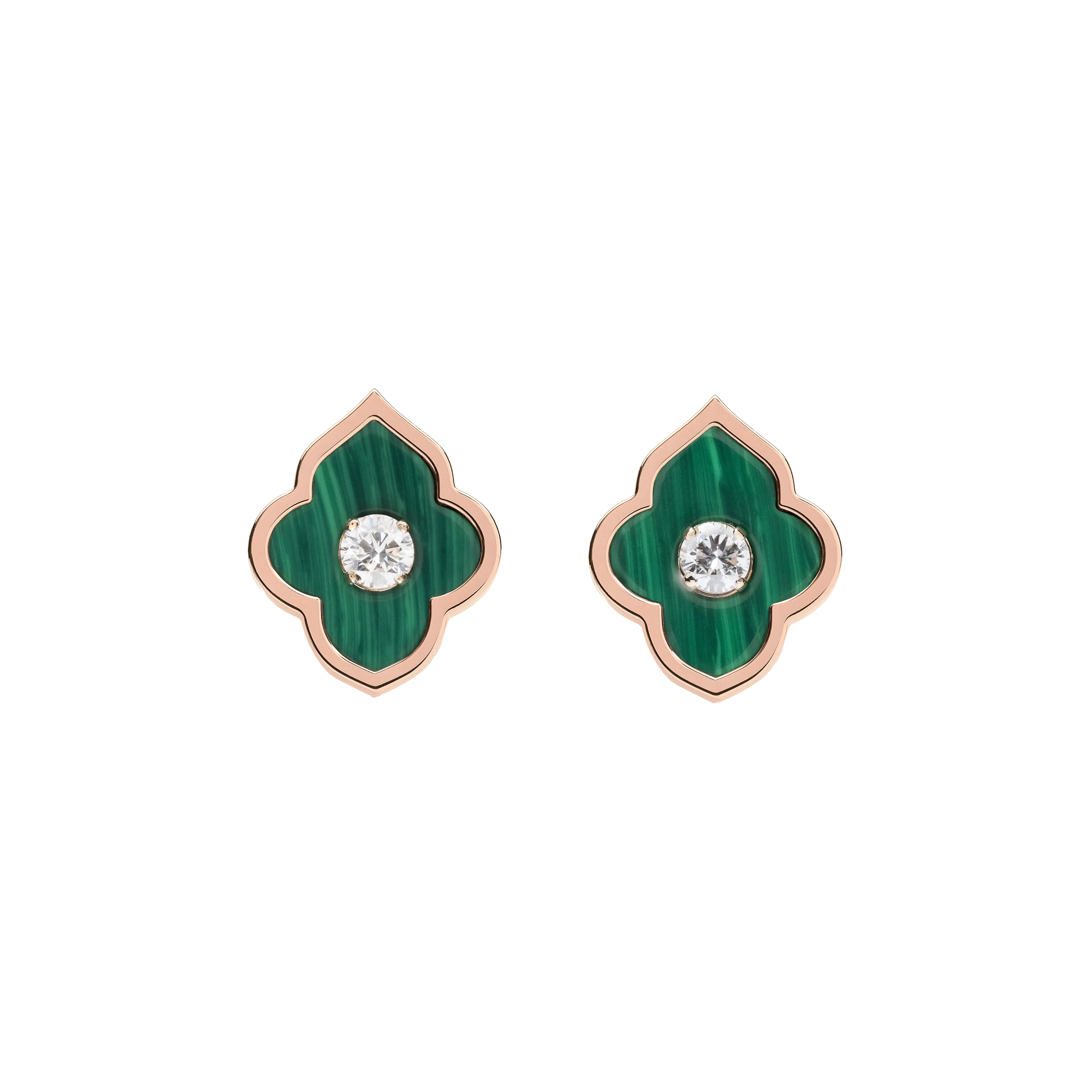 LUCE COLOUR - EARRINGS ROSE GOLD MALACHITE & 2 DIAMONDS S