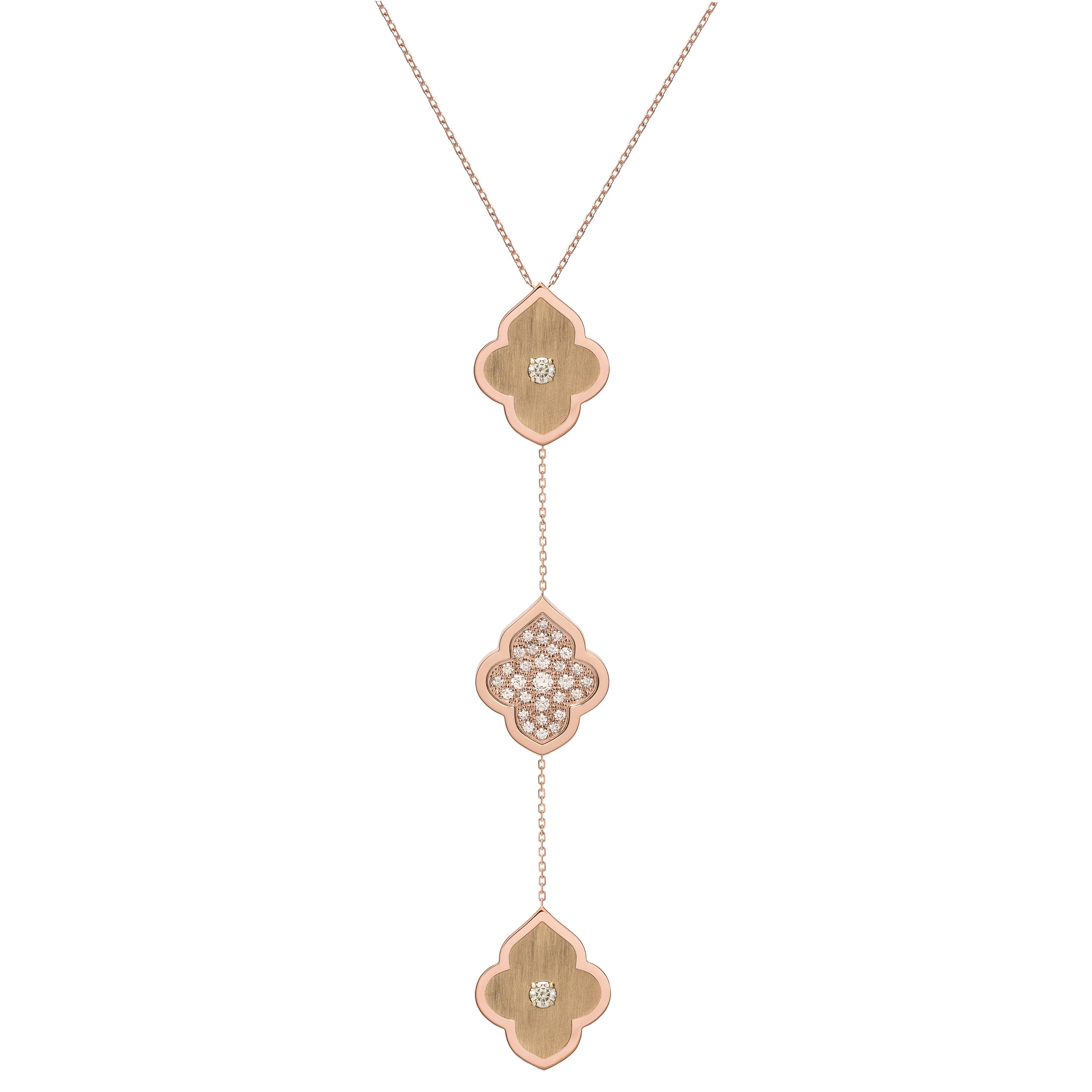 LUCE COLOUR - NECKLACE ROSE GOLD PAVE & 2 DIAMONDS M