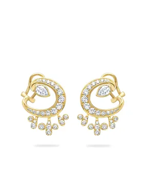 Lucky Yellow Gold Diamond Horseshoe Splash Earrings