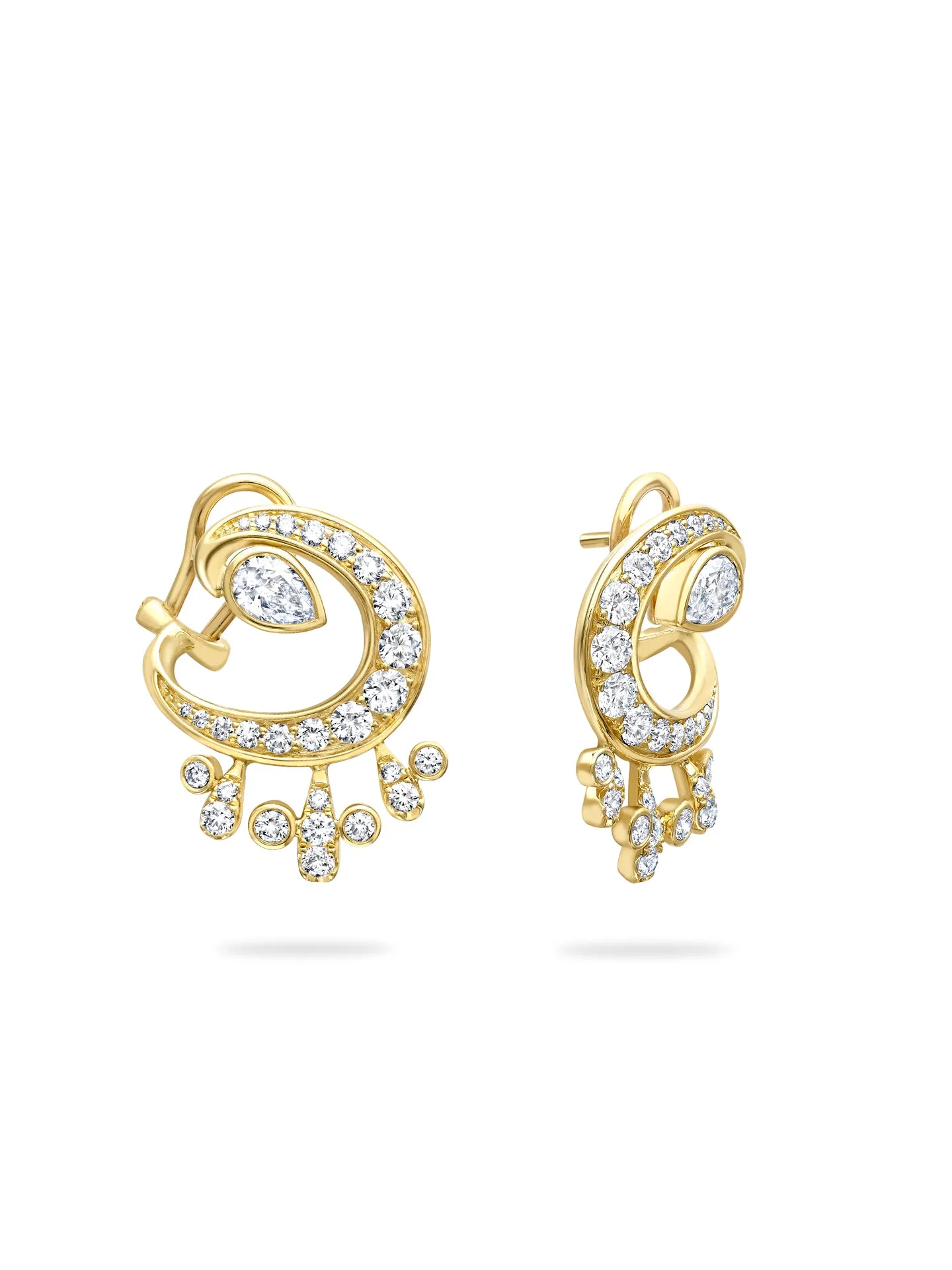 Lucky Yellow Gold Diamond Horseshoe Splash Earrings