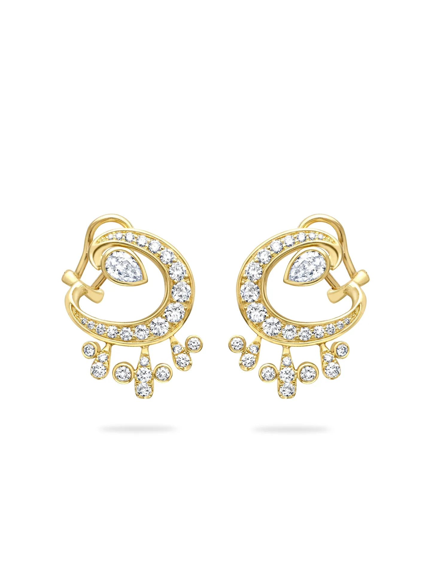 Lucky Yellow Gold Diamond Horseshoe Splash Earrings