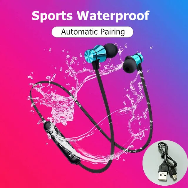 Magnetic Wireless Bluetooth Earphone Stereo Sports Waterproof Earbuds Wireless in-ear Headset with Mic For IPhone 7 Samsung