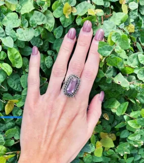 Pave Diamond and Amethyst Cocktail Ring