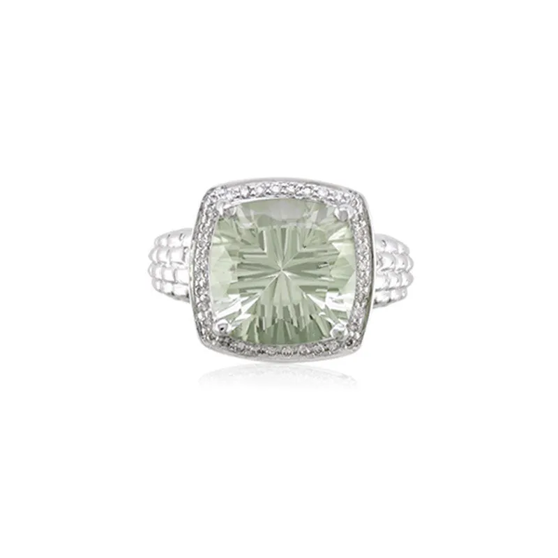 Pietra Collection Prasiolite and Diamond Ring