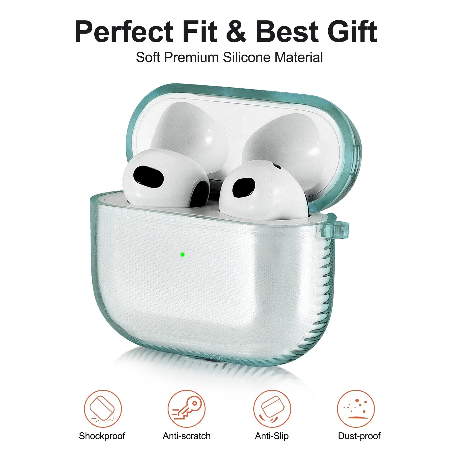 Protective TPU Clear Case for AirPods 3 Case Generation 3rd with Keychain