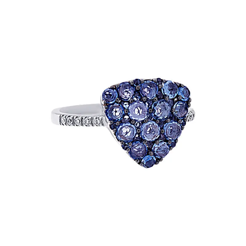 Tremezzo Collection Trillion Shaped Pave Sapphire and Diamond Ring