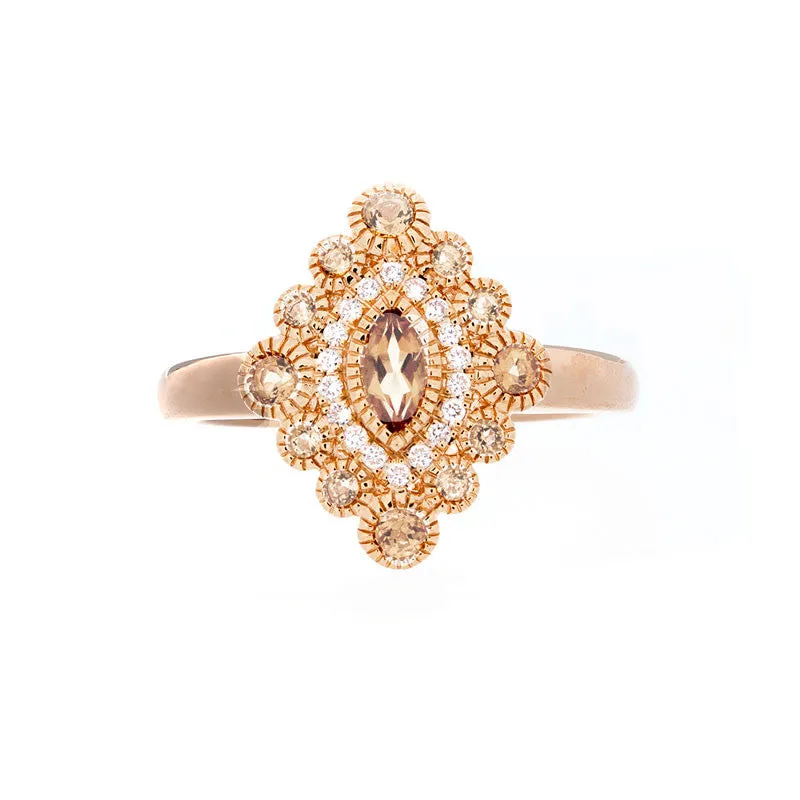 Tremezzo Collection Vintage Citrine and Diamond Ring