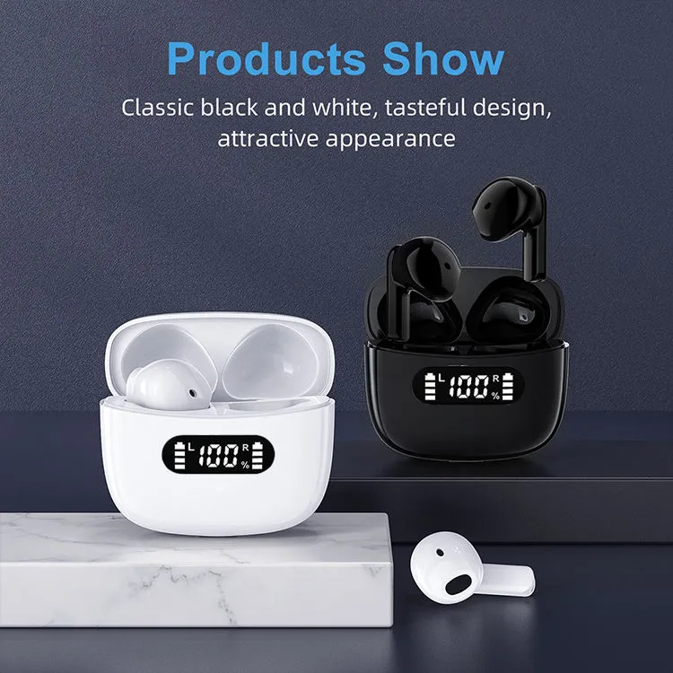 Wireless Earbuds Bluetooth 5.2 Light-Weight HiFi Stereo Headphones with LED Digital Display